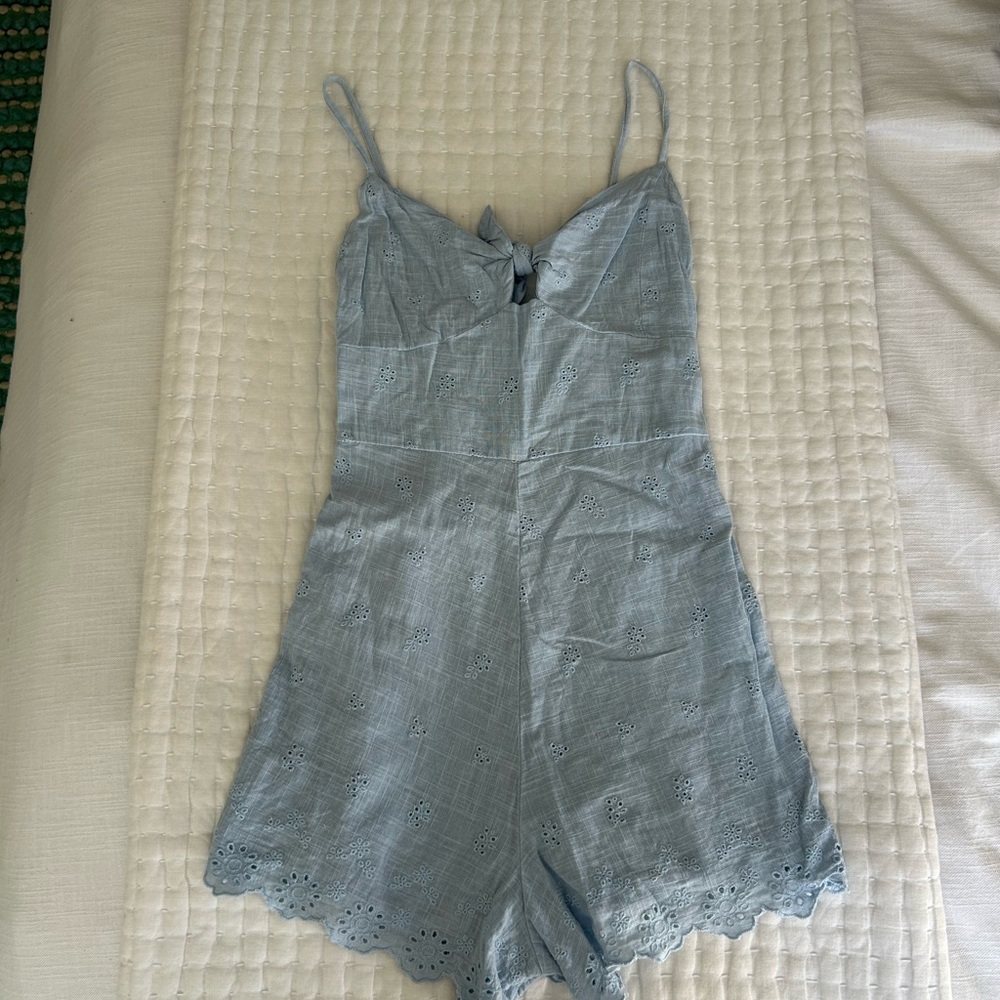 Zara Blue Lace Trim Romper